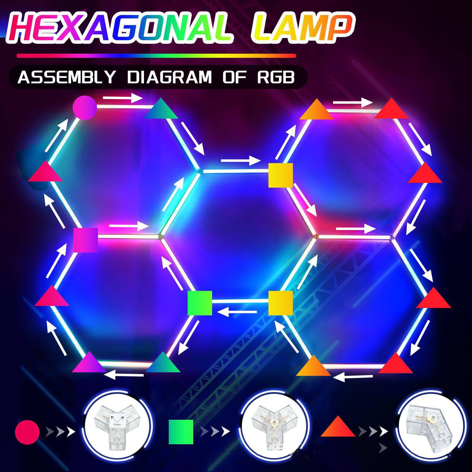 Sufitowa sześciokątna lampa garażowa LED Honeycomb Detailing Car Auto Body Repair Myjnia samochodowa Warsztat Liniowa lampa rurowa z ramą