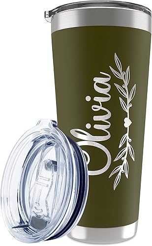 Miniatura 10 de Be Burgundy - Vaso personalizado con nombre grabado, 12 diseños, vaso de café de 30 onzas con tapa deslizante, aislamiento de doble pared, regalo