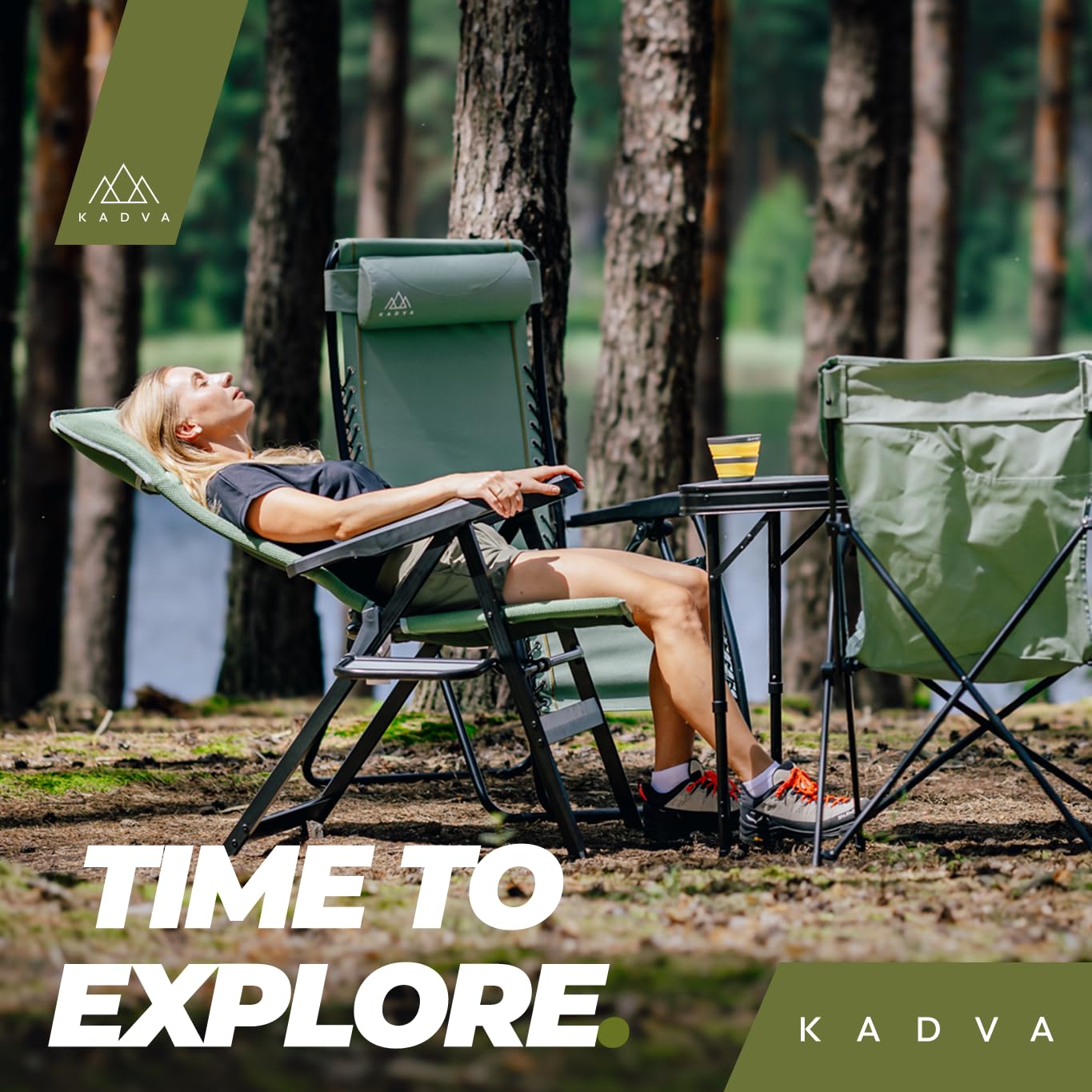 KADVA Faltstuhl CAMPChair 3.0 mit den Maßen 48x43x47/121 cm Campingstuhl mit Rückenlehne und Ablage aus starken Materialien Stabile und Faltbare