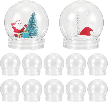 12pcs Snow Globe DIY Water Globe Water Globes Prop Plastic Xmas Clear Crafts s Christmas Crafts Making DIY Supplies