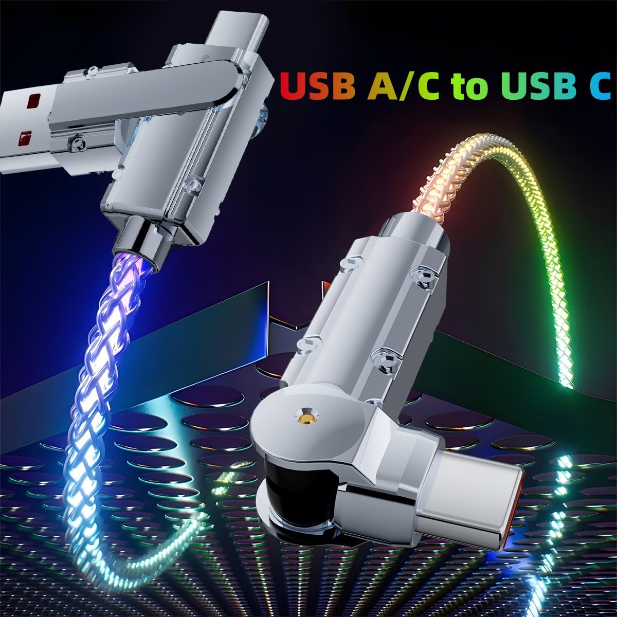 Light up USB-C Cable 2 Pack 6.6ft USB C to USB C Cable Multicolored RGB Colorful Gradual Type C to C Cord LED Cable Type C Charger Cord for iPhone 17 16 15 Samsung Galaxy S25 S24 S23 S22,Laptops