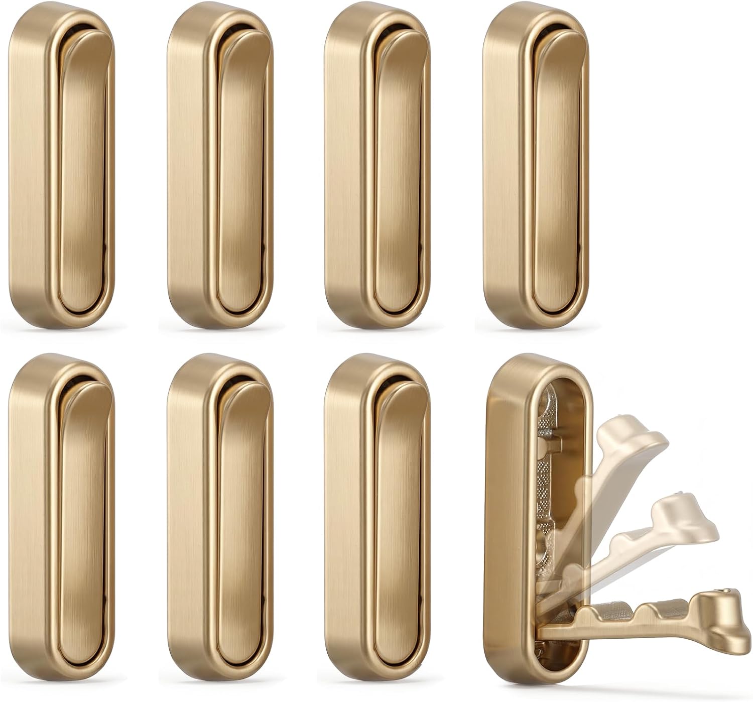 8 Pack Foldable Wall Hooks, Heavy Duty Aluminum Folding Coat Hooks, Space Saving Gold Wall Mounted Retractable Hook for Hanging Towels, Robes, Bags, Hats, Keys for Bathroom, Kitchen, Entryway, Closet