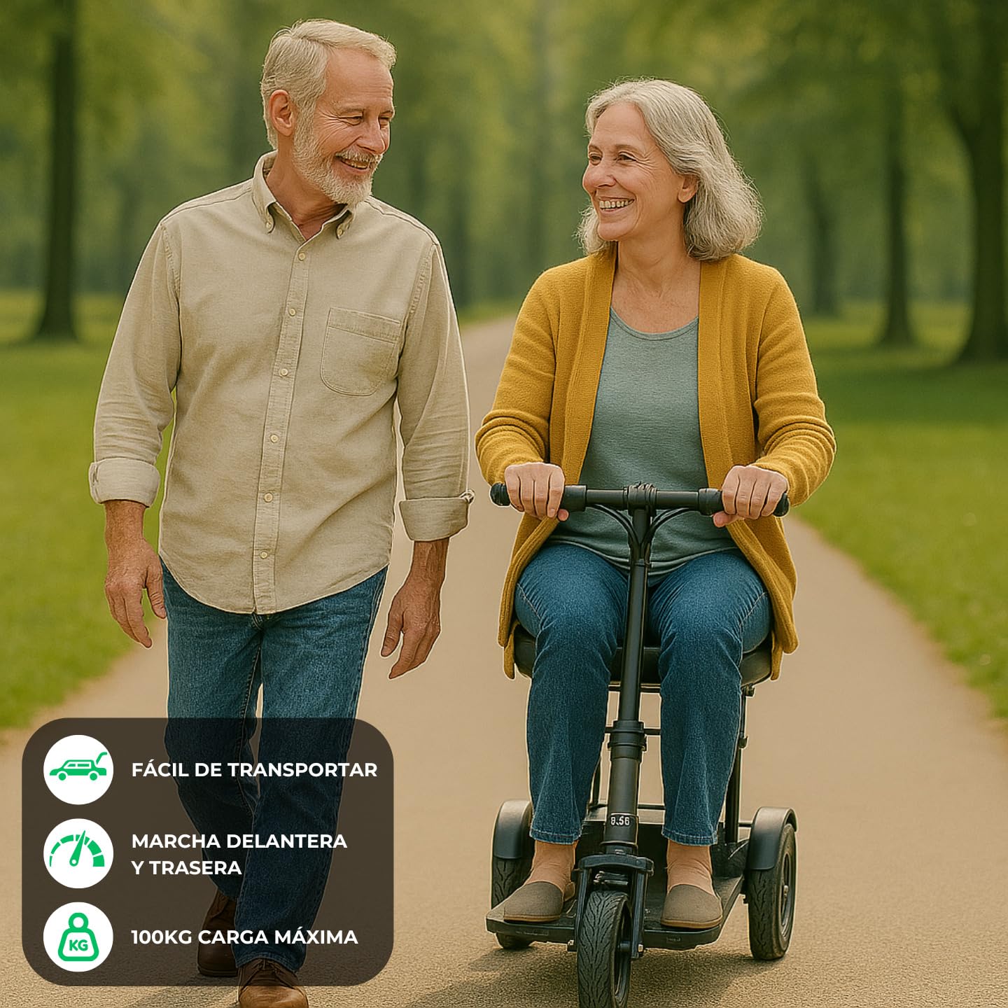 Silla de Ruedas Eléctrica - Scooter Eléctrico Adultos Plegable Auton 25Km Motor 300W - Movilidad Reducida - Minusválidos Ligero - Triciclo Eléctrico Plegable Asiento Ergonómico | CAREWAY