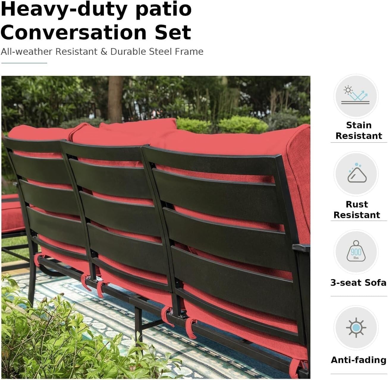 an 8-piece Rotating Chair, with A Metal Frame, Suitable for Use in Gardens and Yards.(Red)