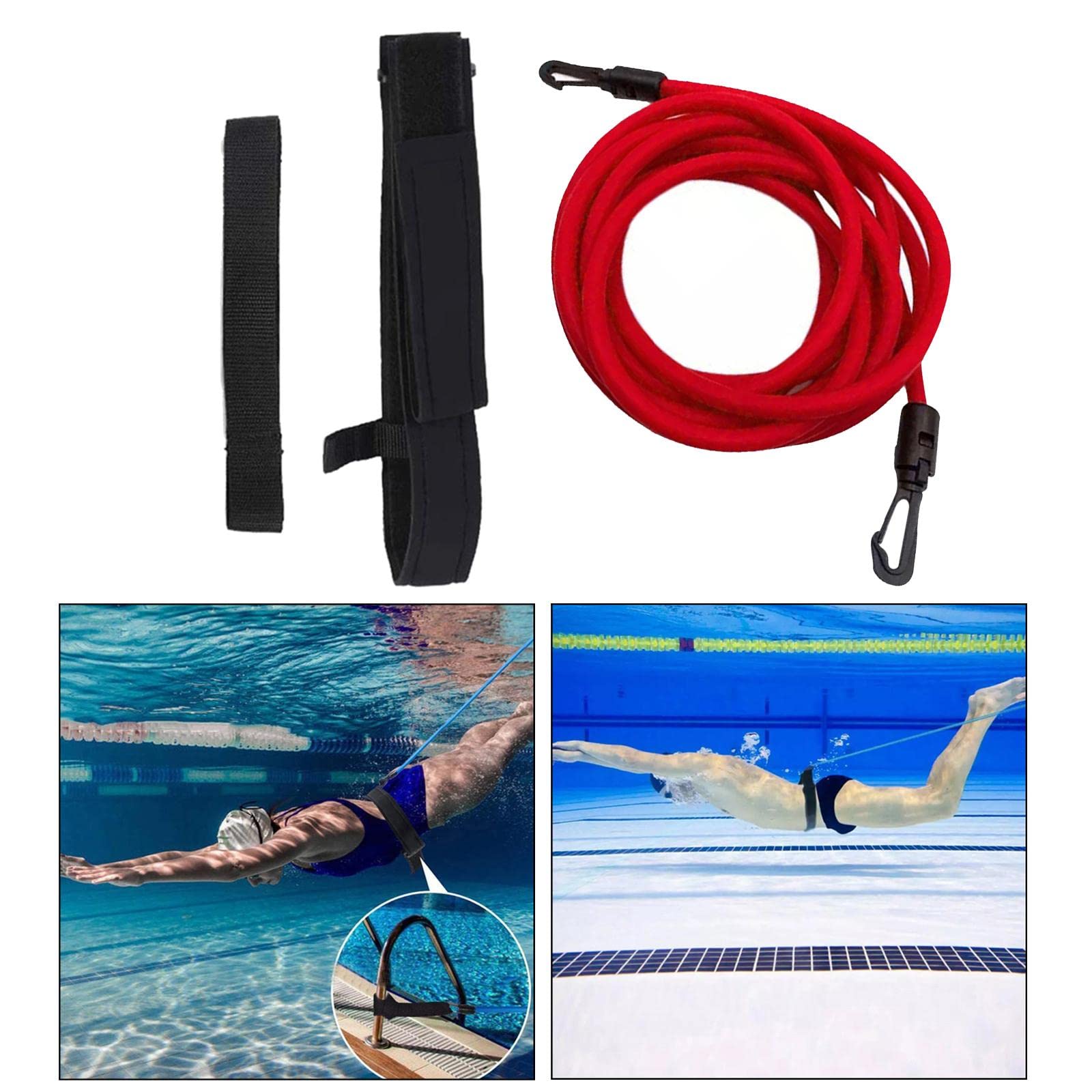 Cintura di resistenza per nuoto, 4 m, per allenamento e allenamento, giallo, 10 mm