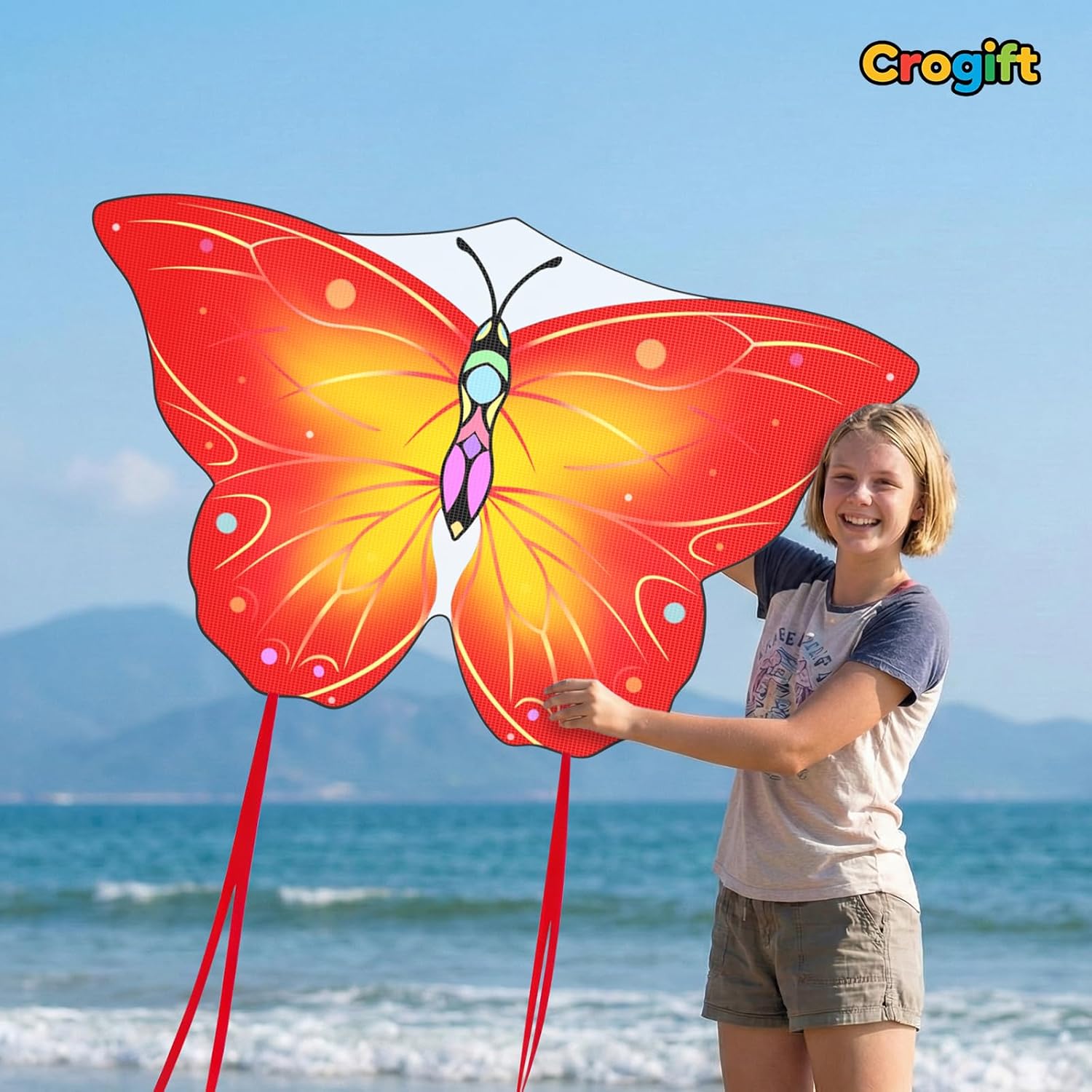 3 Pack Large Kites, Large Butterfly Kite, Colorful Delta and Red Octopus for Girls Boys Ages 4-8, 8-12, Adults - Image 4