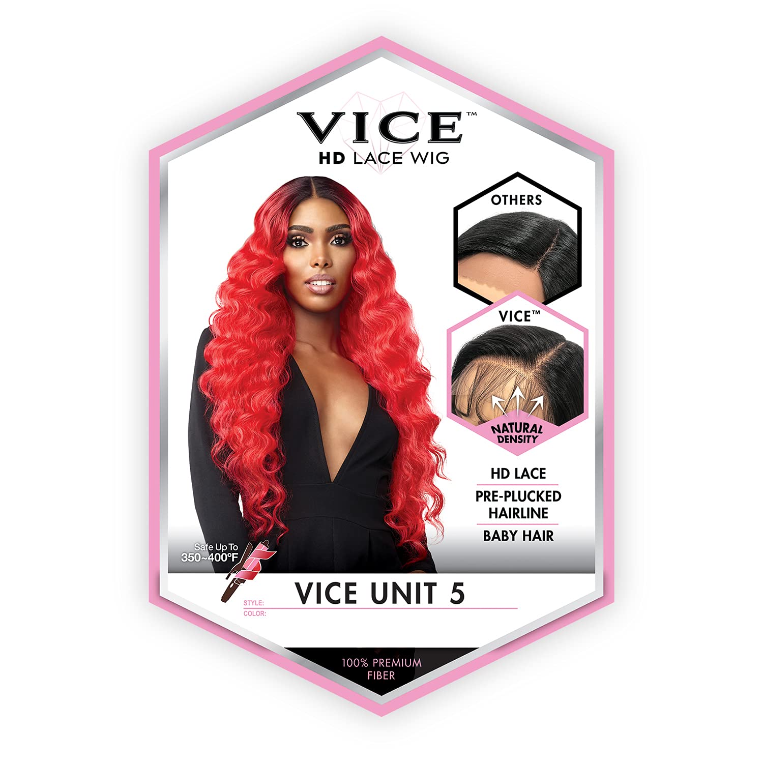 Sensationnel Vice Lace Front Wigs - Unit 5 5 Inch Deep Part Synthetic Preplucked Hairline (T2/RED)