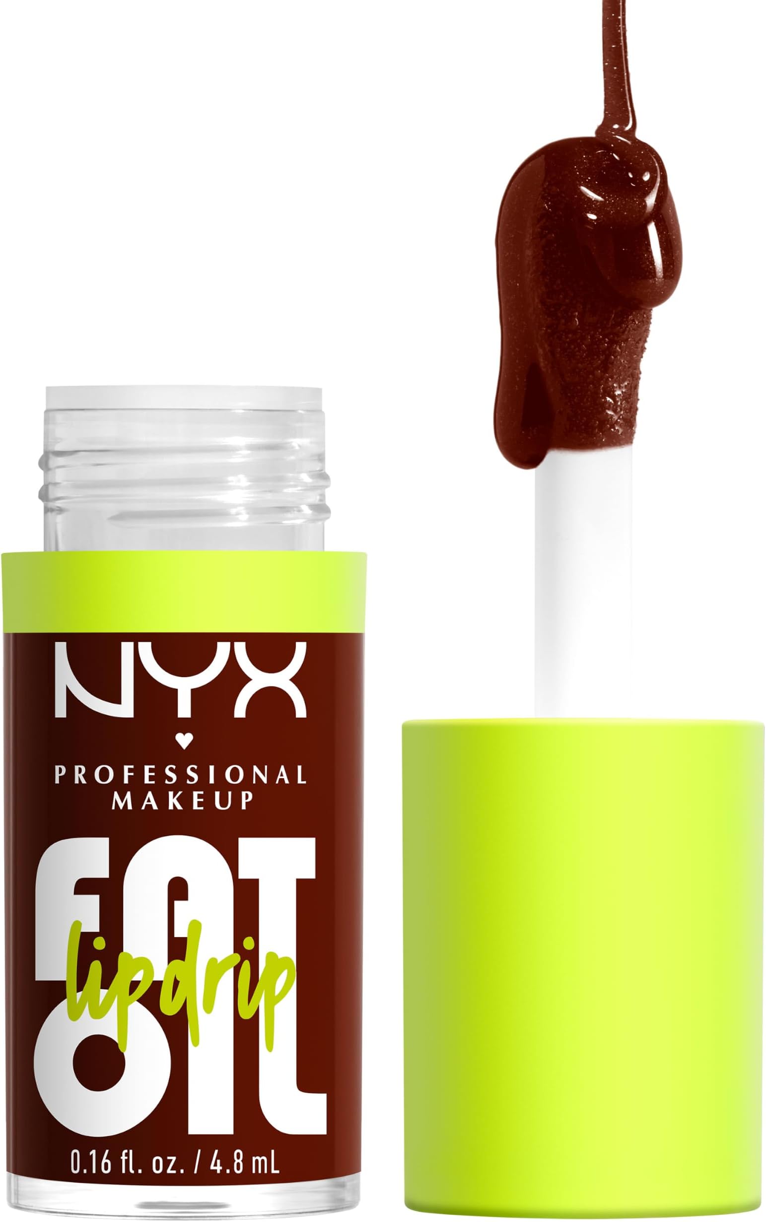 NYX Professional Makeup Lip Oil, Fat Oil Lip Drip, High Shine Tinted Gloss, 12hr Hydrating Lip Treatment with Squalane, Non-Sticky, Vegan, Shade: Status Update