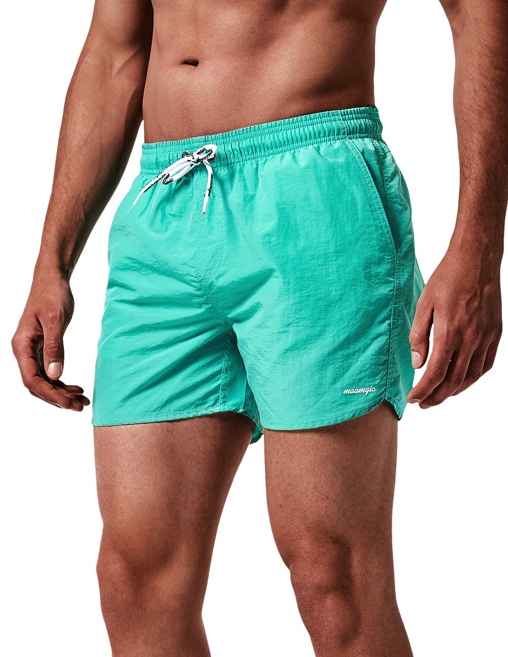MaaMgic Men Swimming Shorts Classic Mesh Lined Surf Trunks Quick-Drying Beach Shorts Adjustable Drawstring Swimwear,Green,XXL