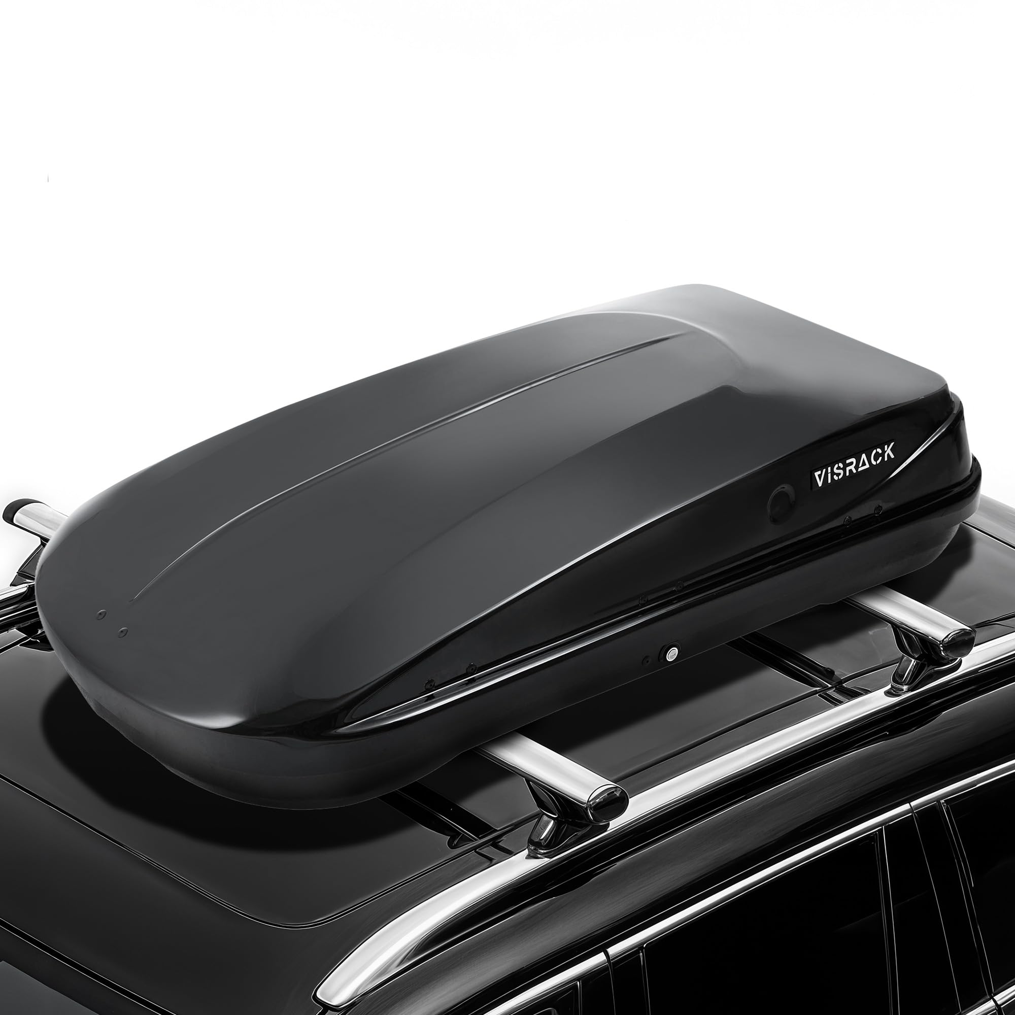 Rooftop Cargo Carrier Hard Shell, Dual-Side Opening Car Roof Cargo Box with Security Key, 150LBS Capacity, Car Roof Cargo Carrier for 13.38" to 22.24" Wide Crossbar Rack