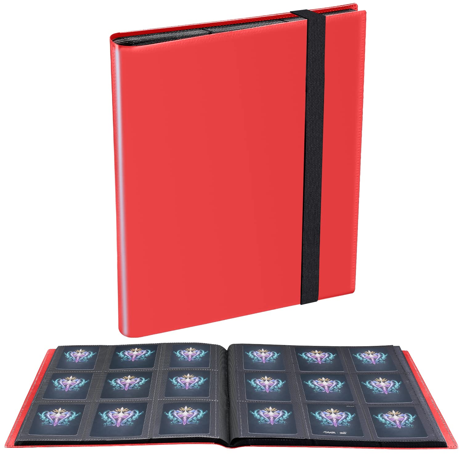 Upgraded 9 Pockets Trading Card Collection Binder, 360 Book Holder Album for Yugioh, MTG, TCG, Magic, Sports Cards - Red