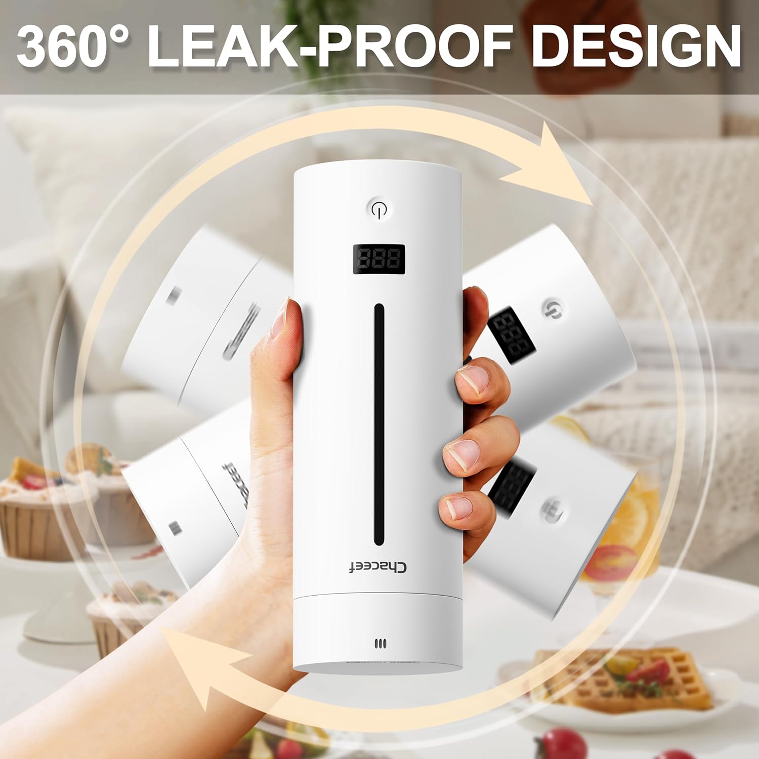 CHACEEF Travel Kettle 𝐔𝐩𝐠𝐫𝐚𝐝𝐞𝐝, Portable Electric Kettle, 350ml Small Electric Kettle with 5 Variable Presets, 304 Stainless Steel Hot Water Boiler with Auto Shut-Off & Boil Dry Protect, White