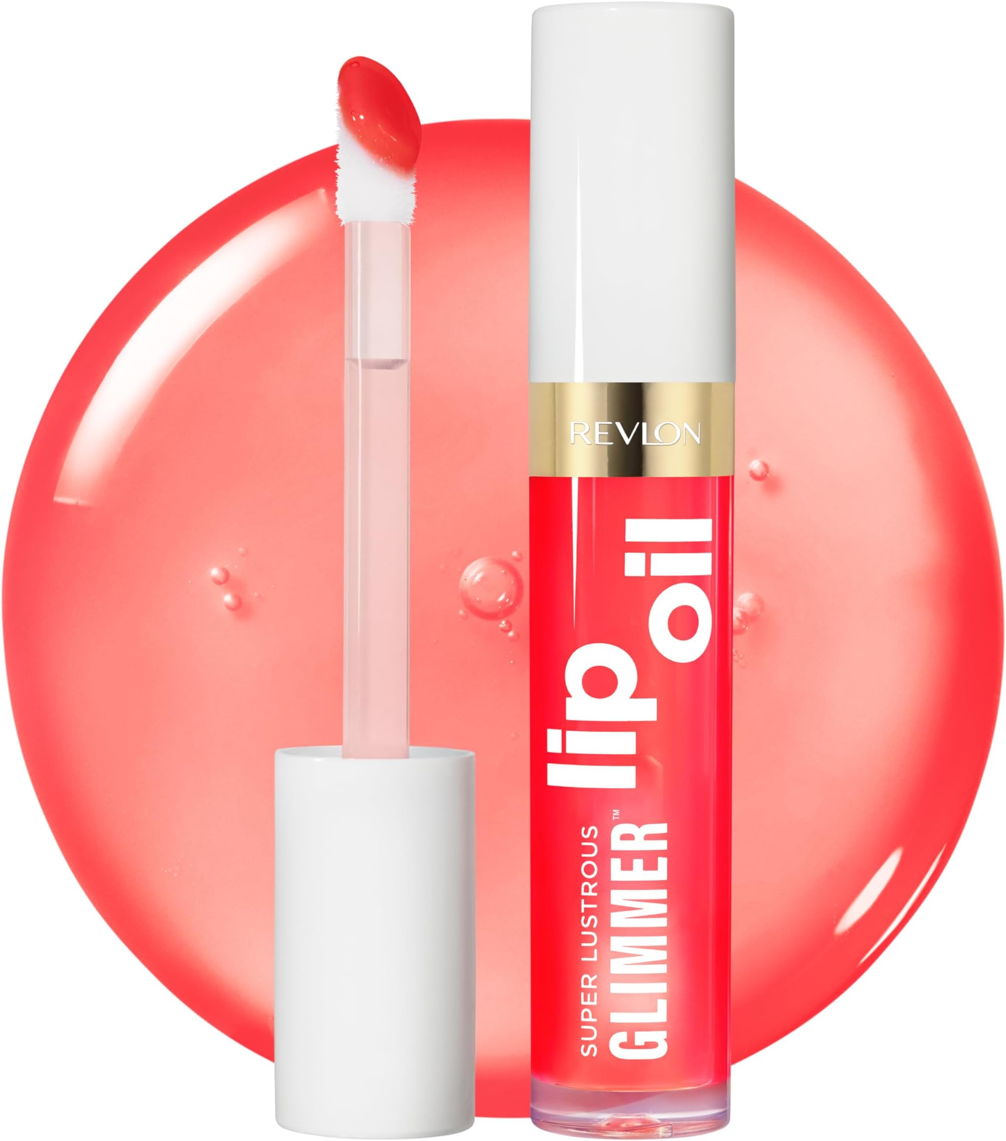 Revlon Super Lustrous Glimmer Lip Oil – Hydrating Lip Gloss Oil with Plant-Based Squalane, Conditioning Shine, Non-Sticky Cushion Feel, Plumping Gloss Finish, Glow Mama