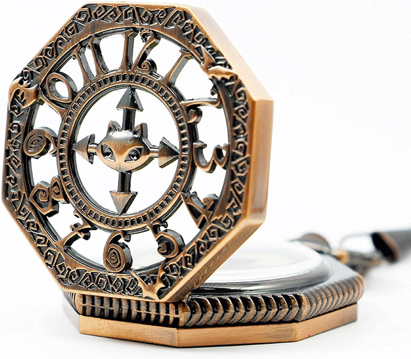Gentlemen's Pocket Watch, Pocket Watch, Retro Mechanical Pocket Watch Men's Roman Numeral Dial Steampunk Hand Winding Men's Gift (Color : Silver Black) (Gold) (Gold) (Silverbluebox)