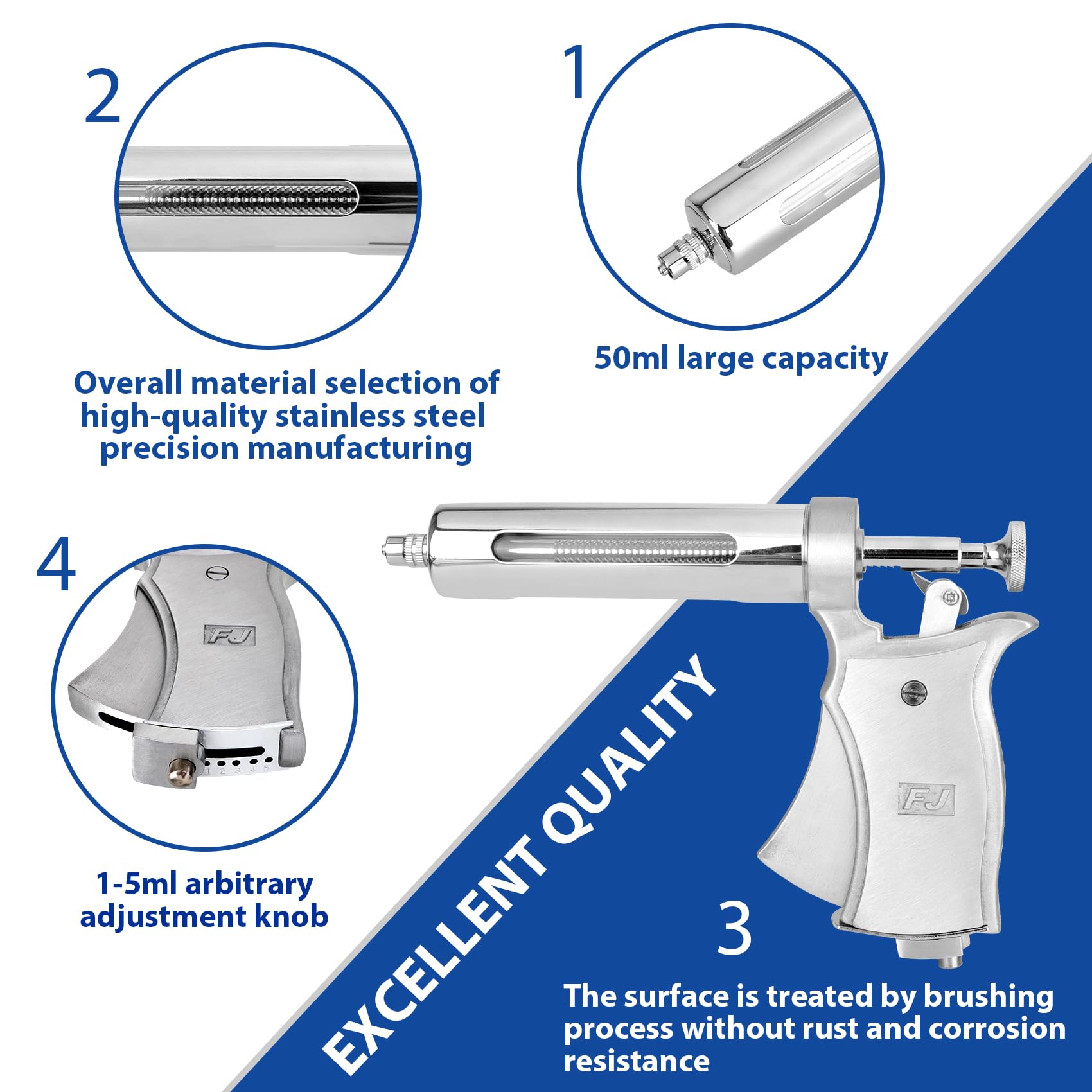 Snapklik.com : 50ML Continuous Livestock Syringe, Adjustable Syringe ...