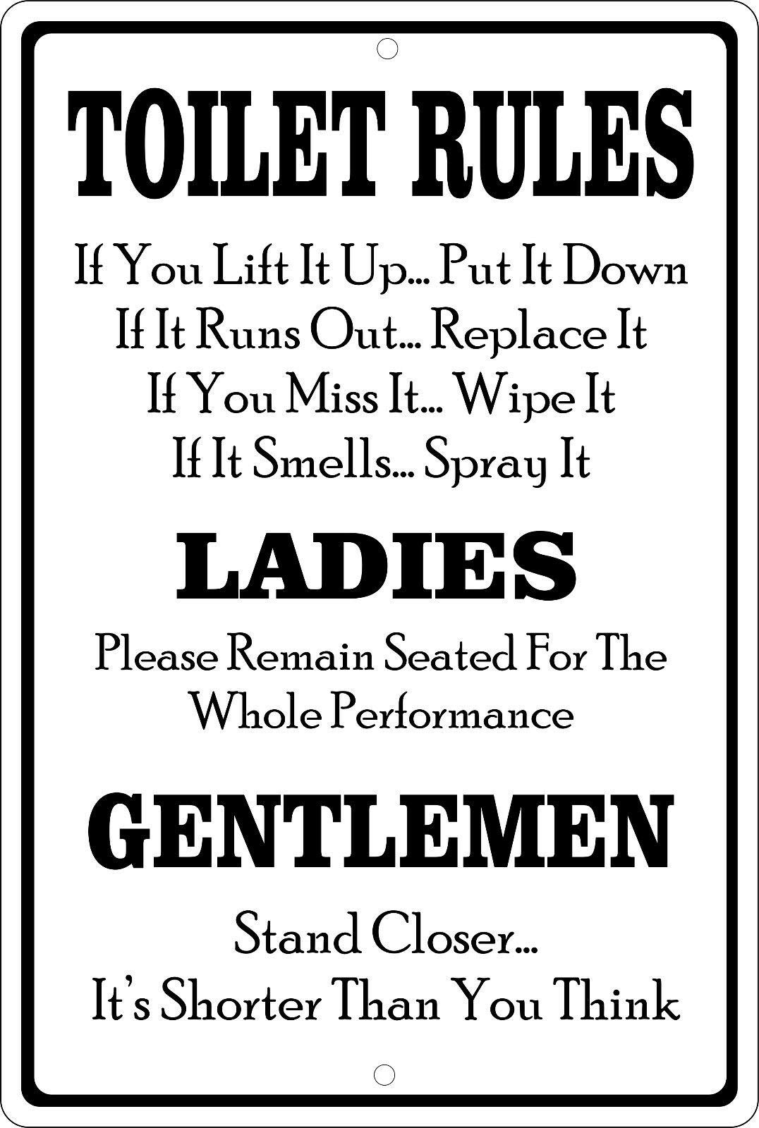 Kueprae A462 Toilet Rules Funny Bathroom Tin Metal Sign Metal Wall Door 8X12 Inch