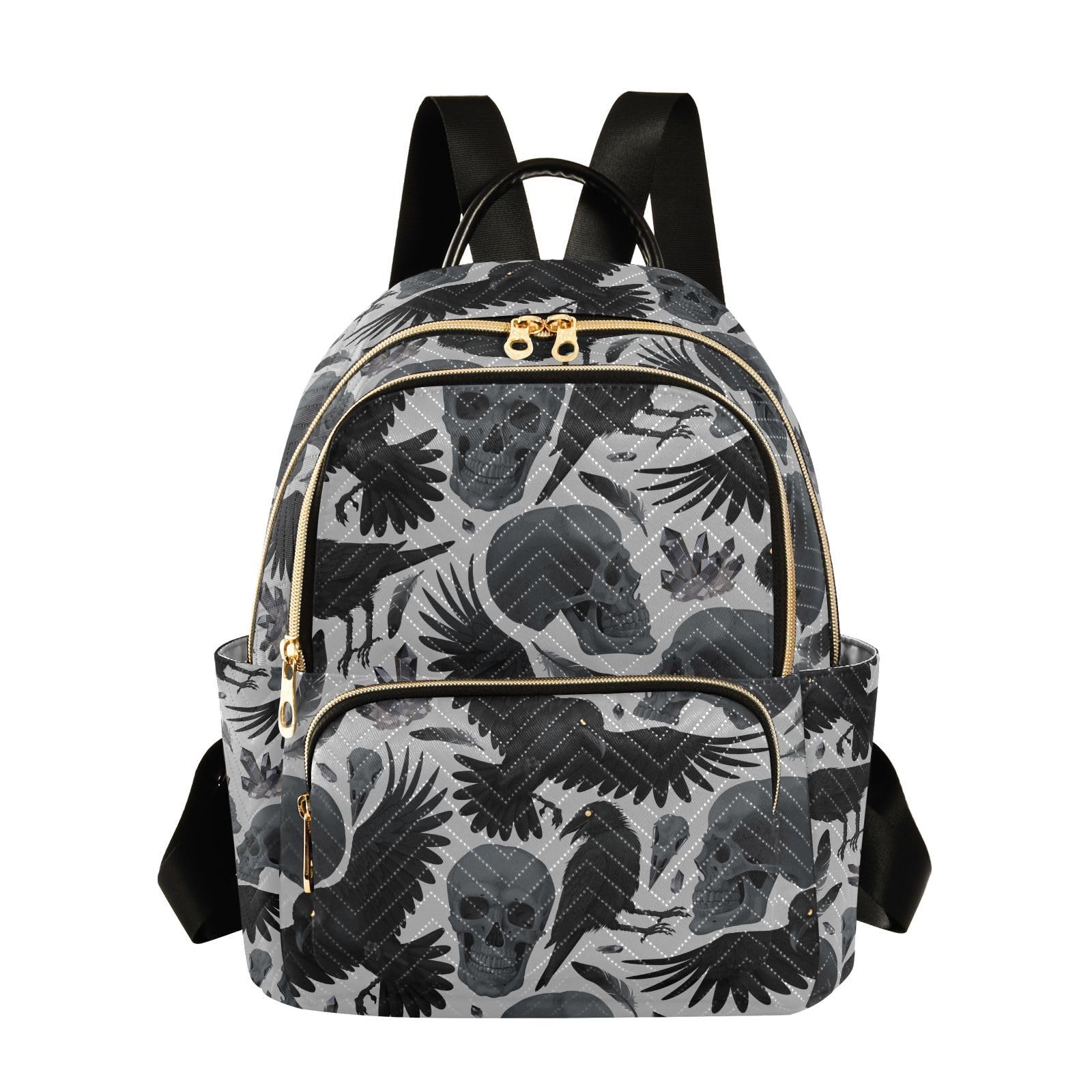 Gothic Crows Skulls Gothic Mini Backpack Fashion Purse for Women,M