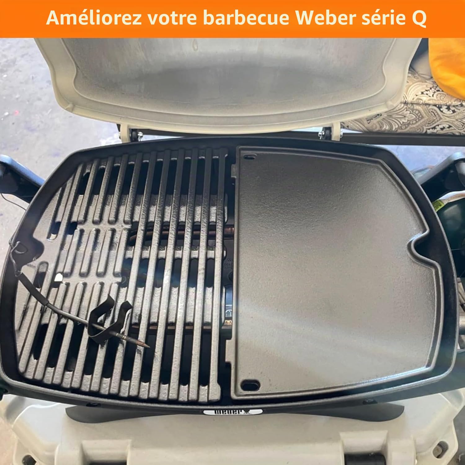 Denmay 6558 32 X 21.8CM Plancha de Cuisson pour modèles de Gril Weber Q100, Q1000, Q120, Q1200, Fonte Plaque Gril à Gaz Pièces de Rechange, 1 Paquet