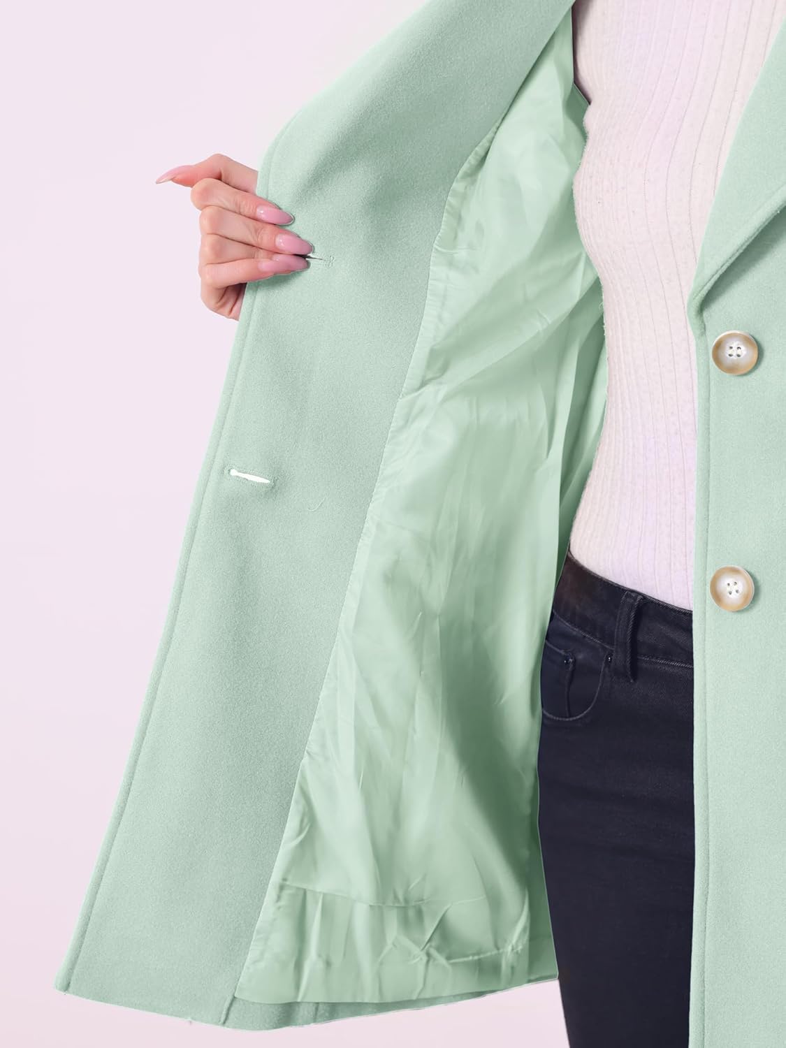 Allegra K Women's Elegant Overcoat Notched Shawl Collar Single Breasted Outerwear Winter Long Coat - Image 6