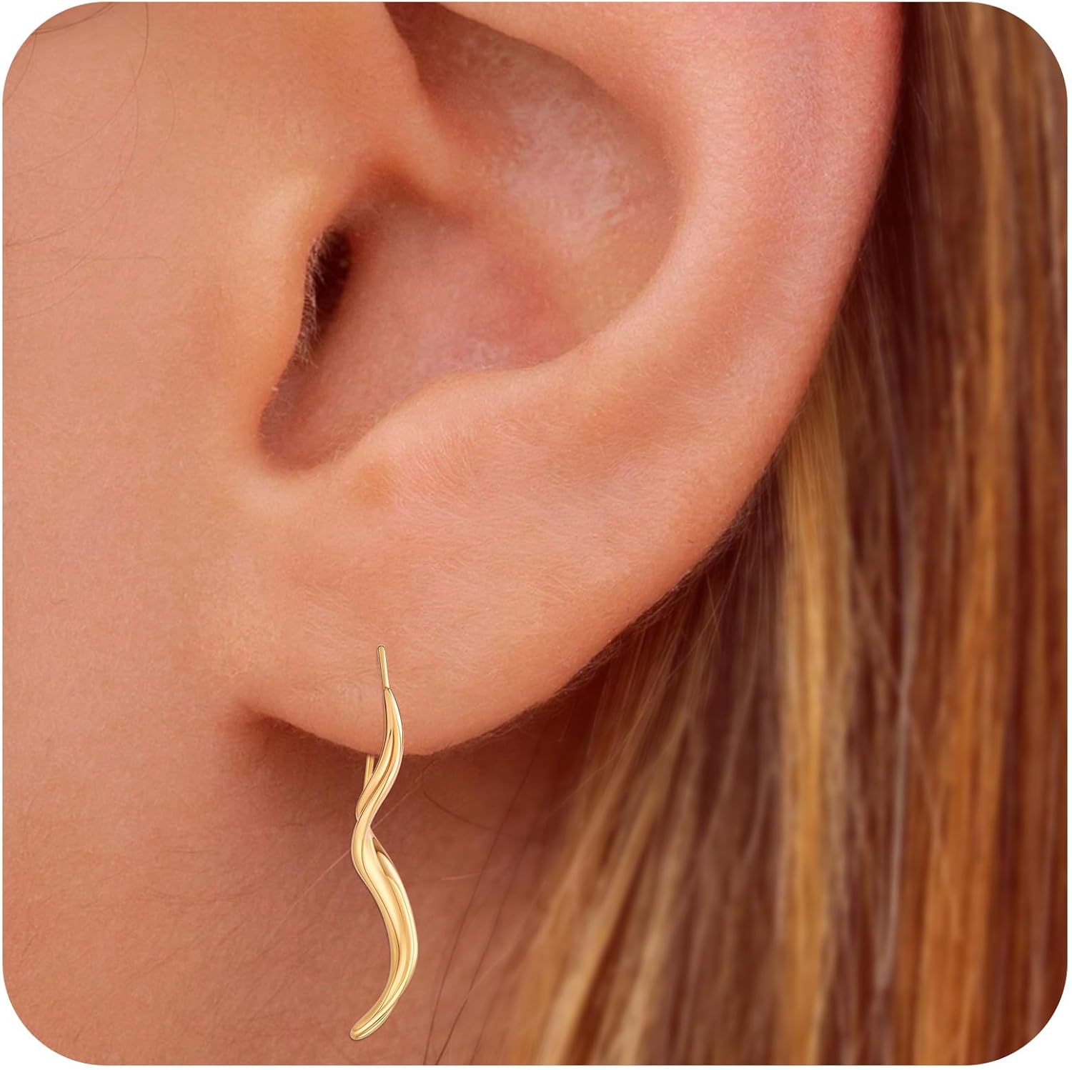 14K Gold Hoop Spiral Threader Dangle Drop Earrings forWomen, Hypoallergenic Comfort Design Fashion Jewelry Gift - Image 2