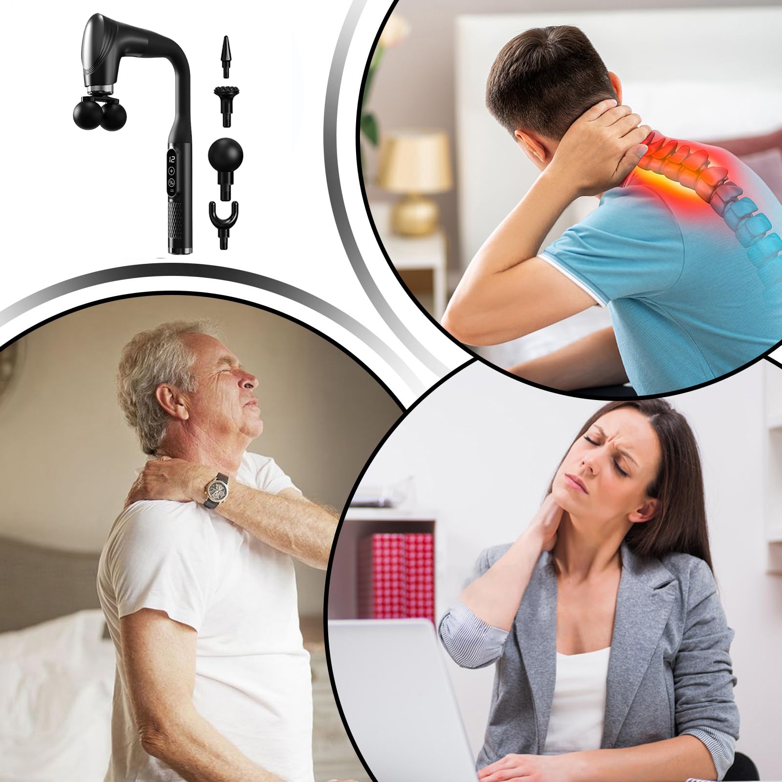 Körpermassagegerät Tragbar Leistungsstark Elektrisch | Massagehammer für den Rücken für Rücken, Schulter, Beine, Wirbelsäule, Männer, Frauen, Senioren, Erwachsene, Zuhause, Reise