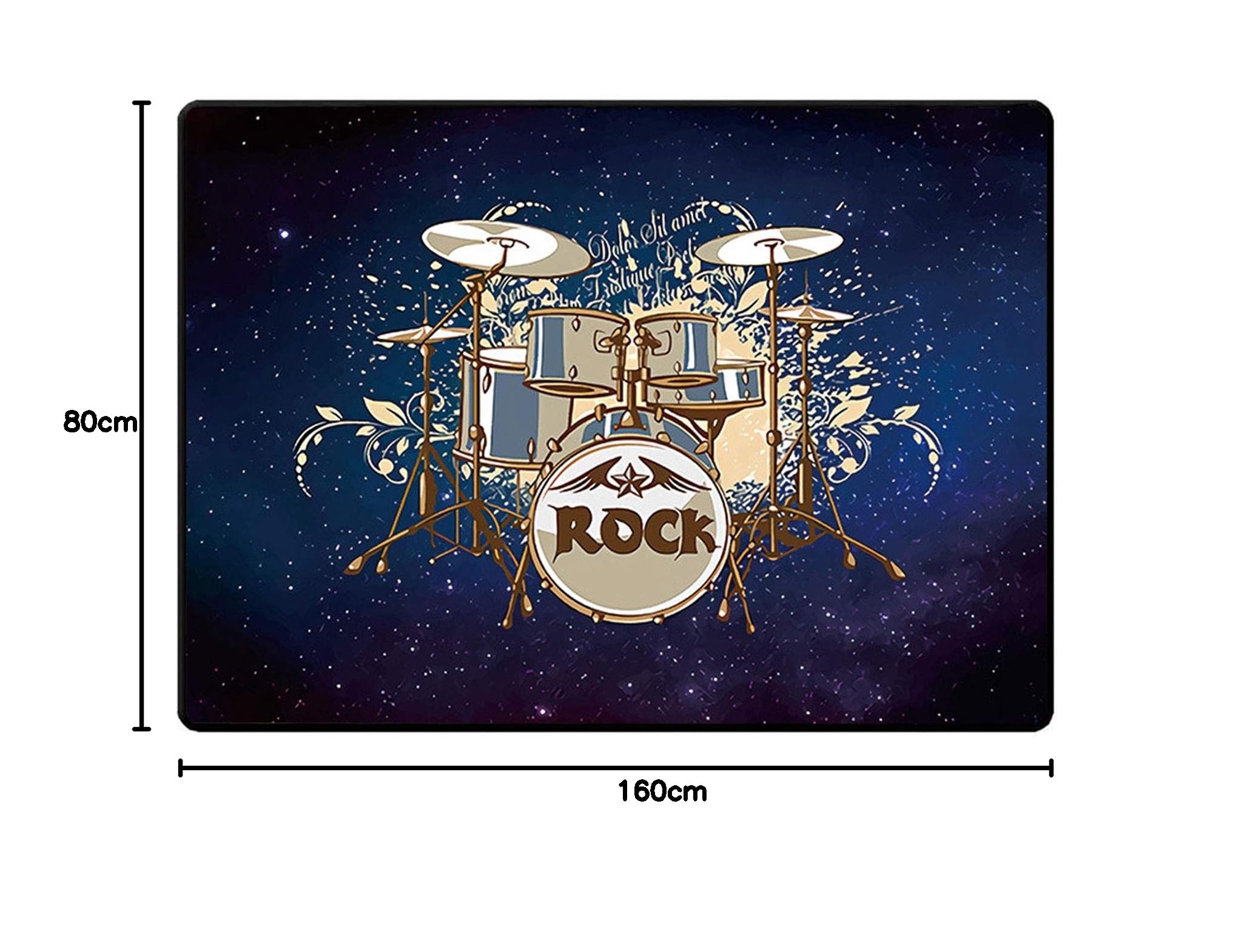 Tappeto Per Batteria 160x120 Cm | Antiscivolo, Fonoassorbente | Per Kit Drum, Studio E Casa