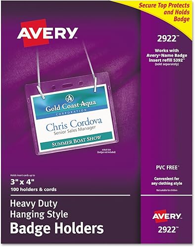 Miniatura 2 de Avery, tarjeteros horizontales transparentes, resistentes, 3" x 4", caja de 100 (2922)