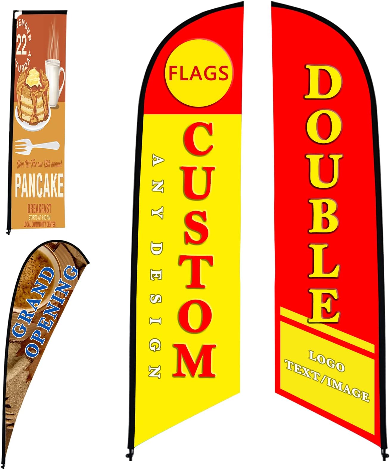 Custom Feather Flags for Business Outside Advertising Personalised Swooper Flag Banner (Only Flag) Customized Logo Text Design Double Sided Store Sign Open
