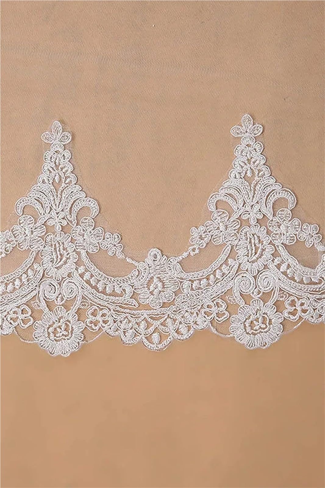 Générique Romantyczny woal katedralny w kwiaty, elegancki, 300 cm, jednowarstwowy welon ślubny, z grzebieniem, Kość słoniowa, 300cm