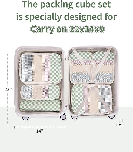 Vista 2 de Narwey Juego de 6 cubos de compresión de viaje para llevar en mujeres, bolsa organizadora de embalaje para mochila, equipaje, maleta, bolsas de lona
