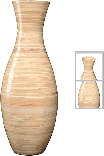 Miniatura 2 de Florero de bambú sostenible hecho a mano, jarrón decorativo de 20 pulgadas de alto para plantas de seda, flores y decoración de relleno (natural)