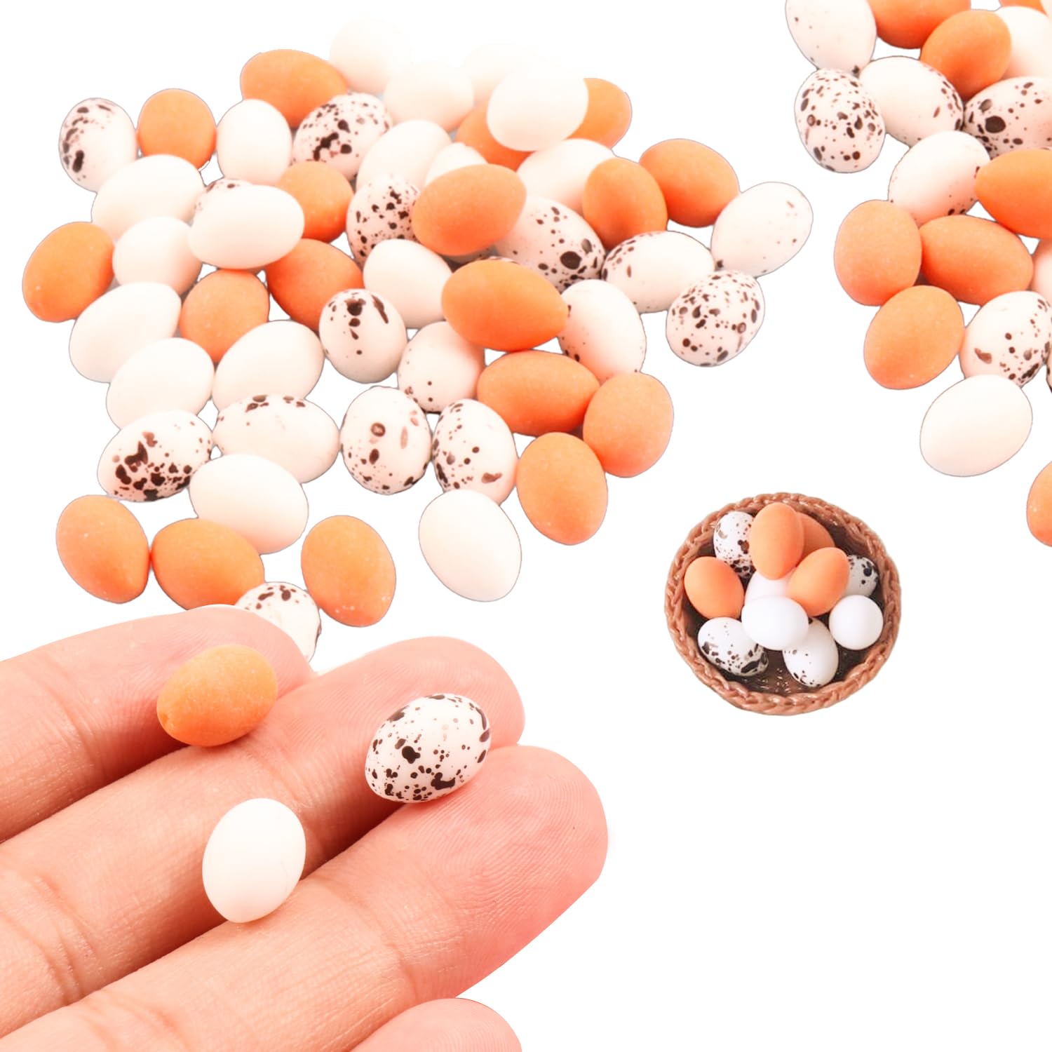 102pcs Miniature Easter Eggs Artificial Mini Bird Eggs Micro-Scene Decorations for DIY Crafts, Micro-Scene, Dollhouse, Easter Party Decorations