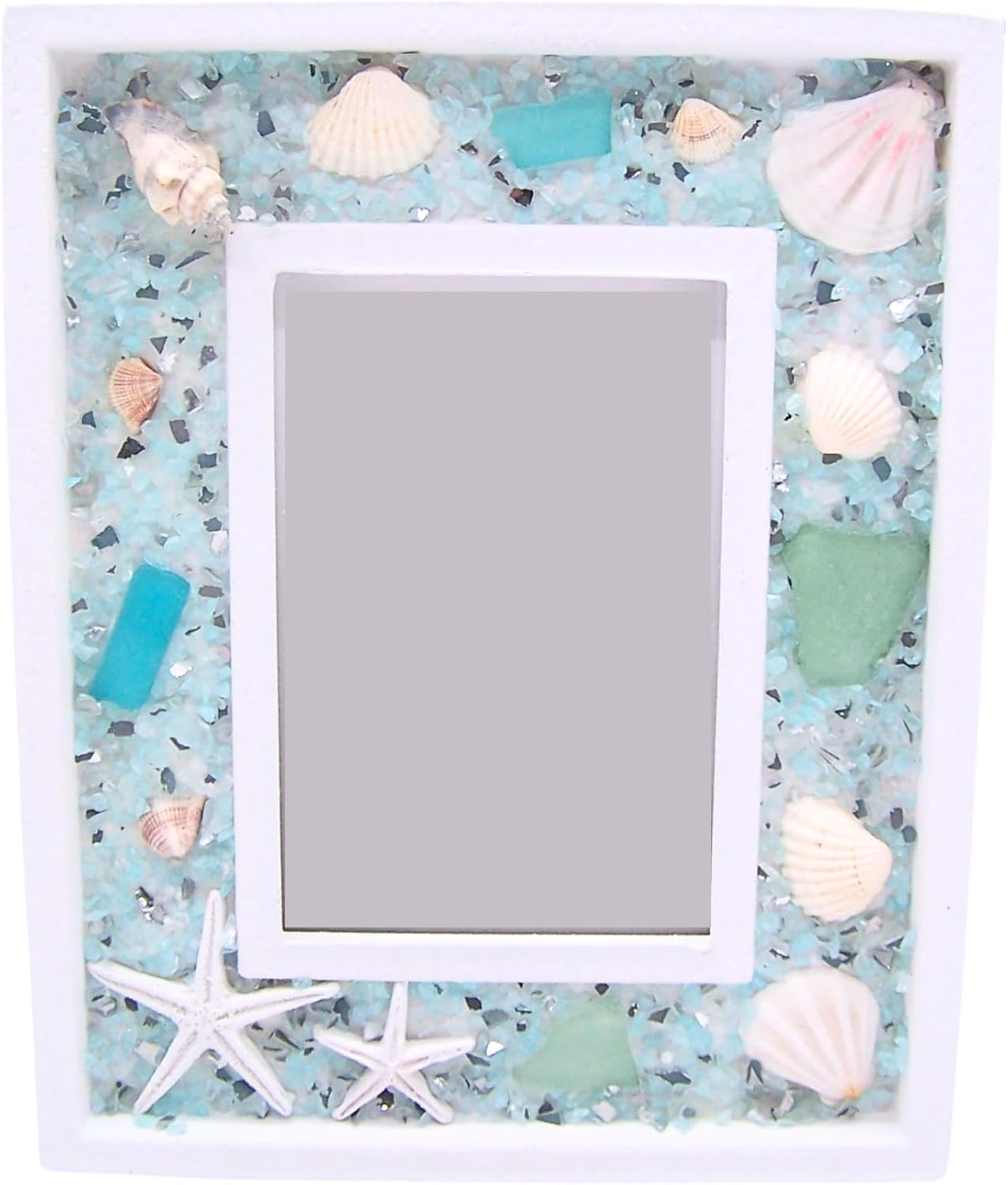 Wowser フェイク貝殻フォトフレーム 自立型フレーム 航海装飾 4x6インチの写真にフィット, 74345ND