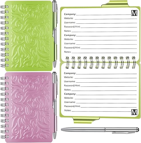 Miniatura 1 de Zonon Cuaderno organizador portátil de contraseñas, 2 piezas, elegante diseño de mandala con bolígrafo, encuadernado en espiral para información
