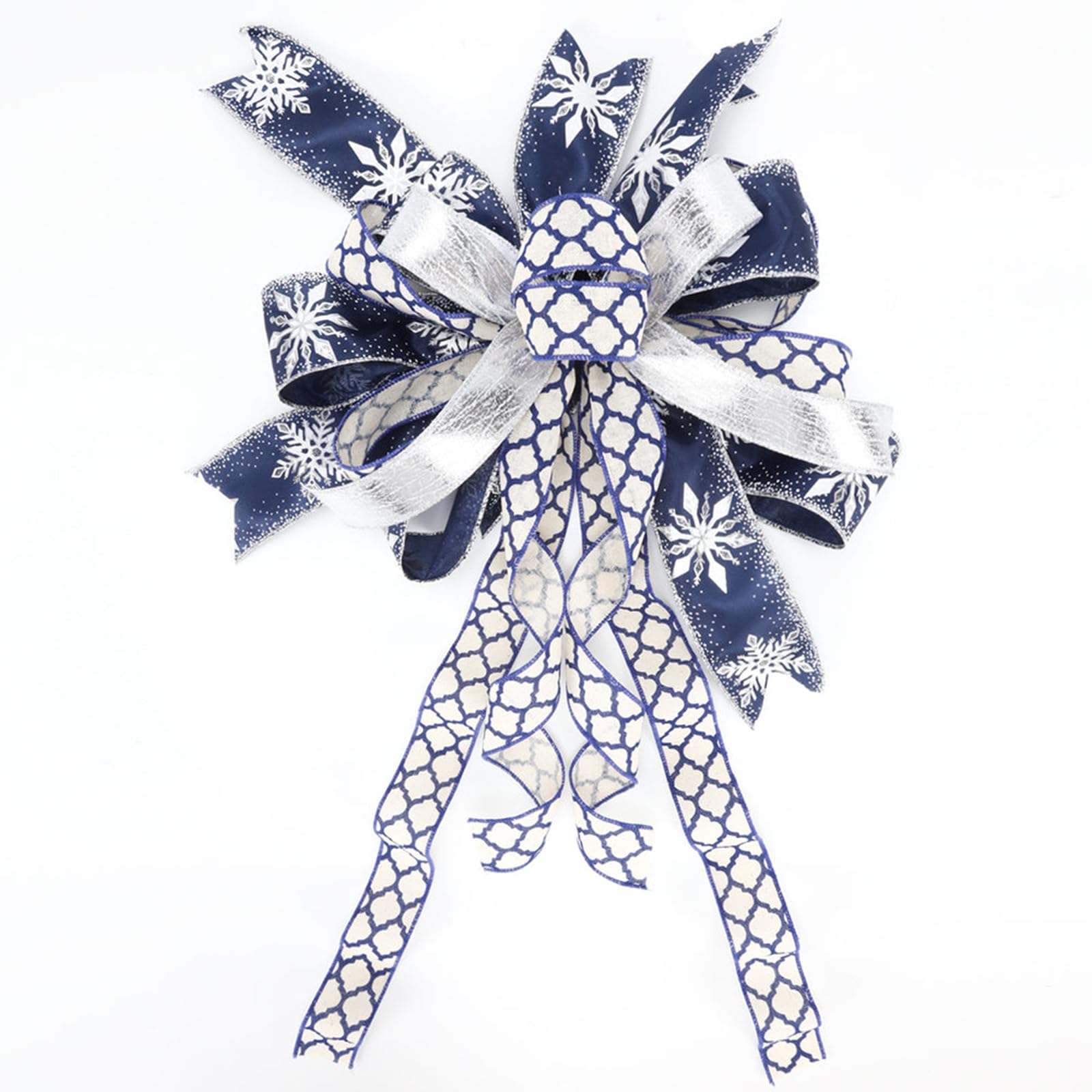 LaRibbons Blue Christmas Wired Ribbon, 2.5 Inch x 10 Yards Blue Snowflake Satin Ribbon for Tree Decoration,Wreath,Bows,Gift Wrapping
