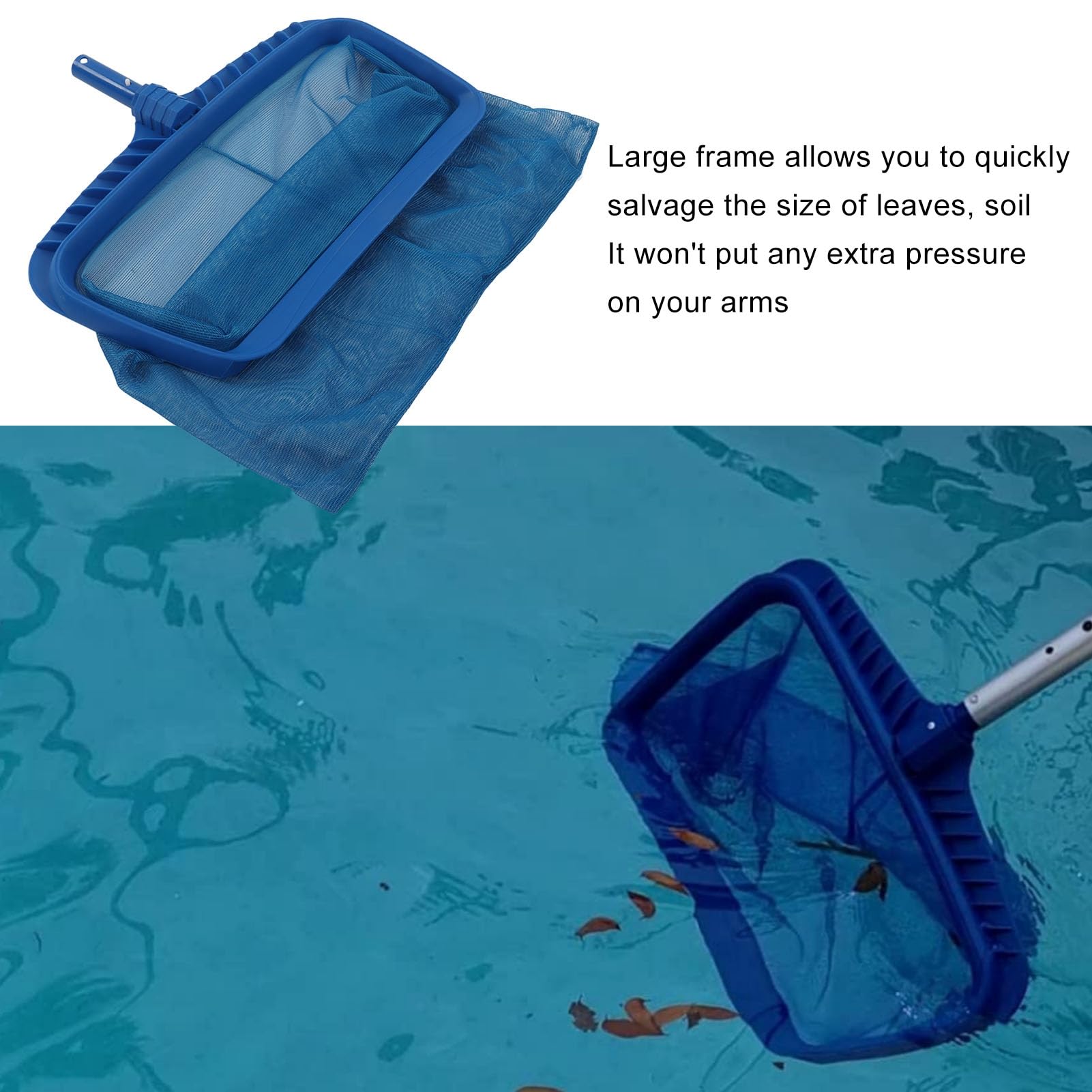 Rete Skimmer per Foglie per Piscina Resistente con Telaio Rinforzato e Filtraggio Fine per Piscine Pulite ABS Blu 19,8x16 Pollici 1 unità
