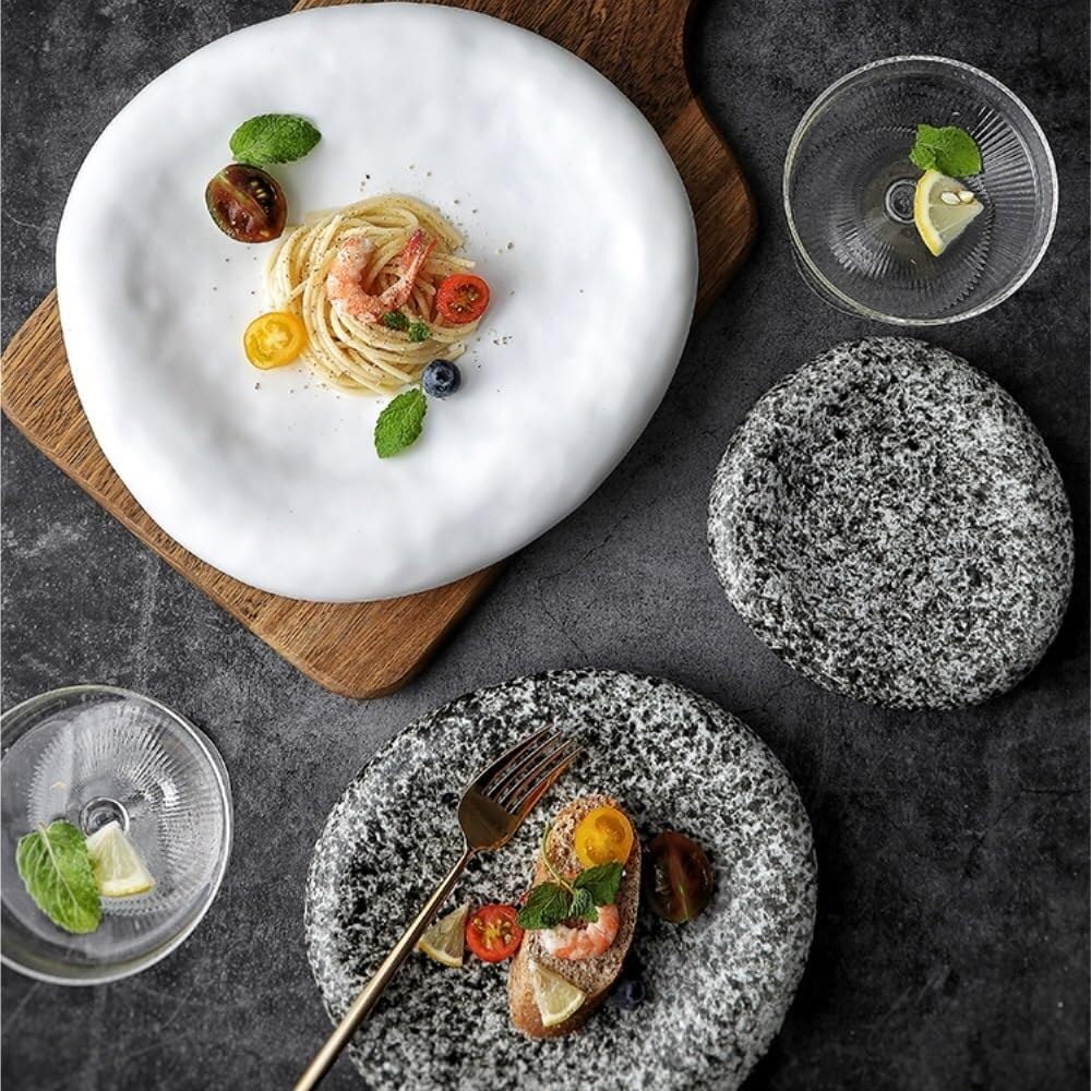 Biały Ceramiczny Talerz Obiadowy 10 Cali, Talerz Do Steków I Deserów W Stylu Western, Okrągły Talerz Do Sałatki Owocowej, Elegancka Zastawa Stołowa Do Kuchni, Z