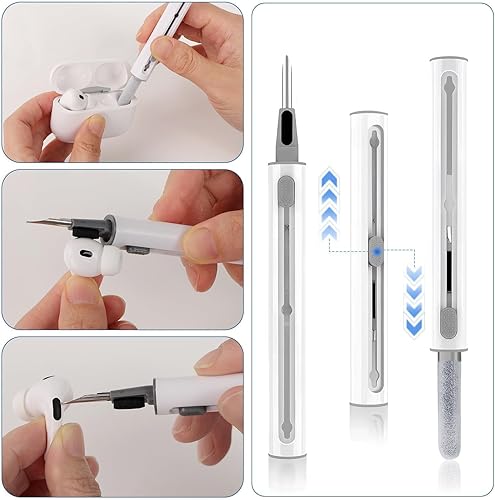 4 Pairs Ear Tip Replacement for AirPods Pro 1 & 2 - Premium Non-Slip Silicone with Noise Reduction Holes & Integrated Dust Guard Screen, Includes Cleaner Kit(XS/S/M/L Sakura Pink)(A1-4 Pairs-Medium-White)