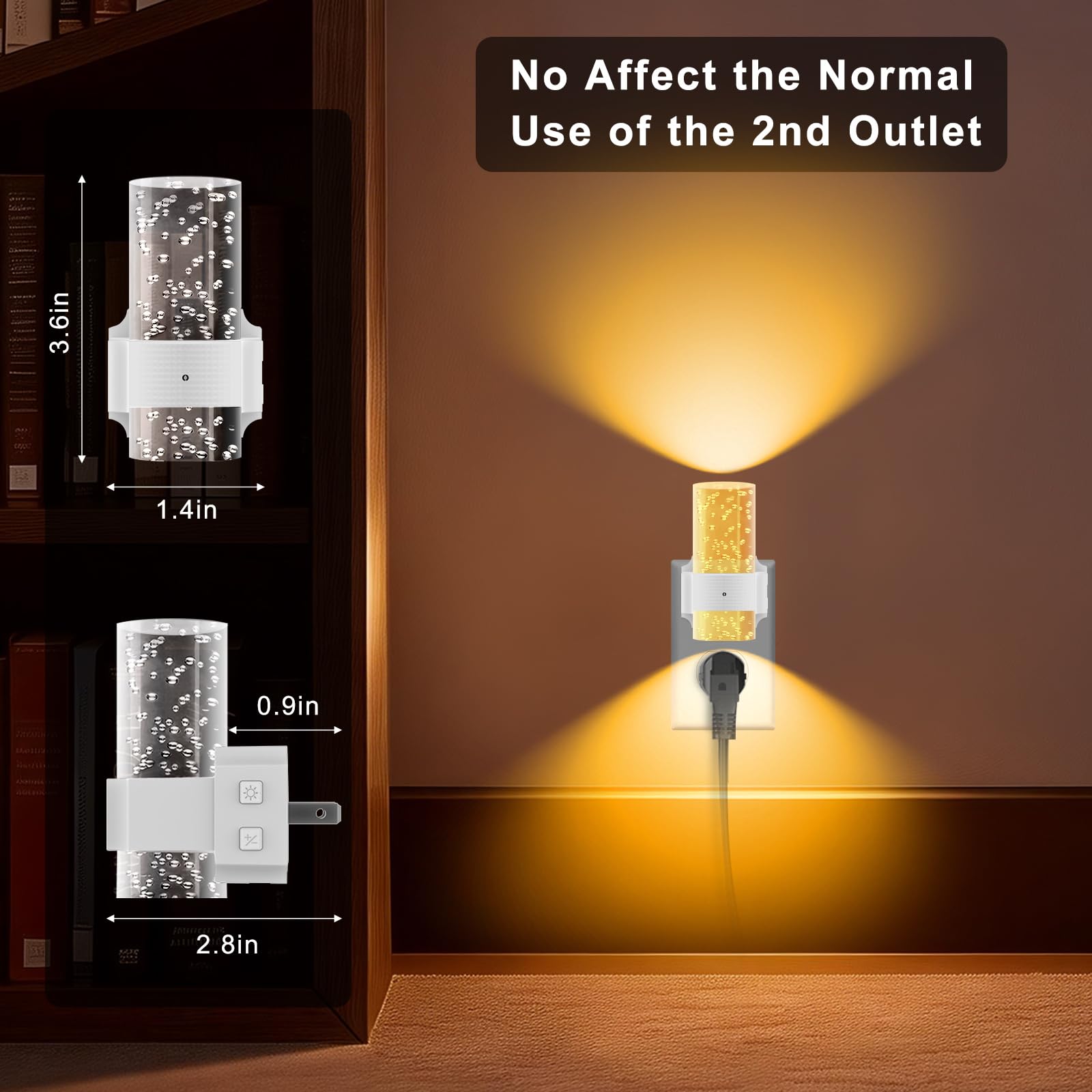 easuntec Luz nocturna enchufable con encendido/apagado automático, luces nocturnas enchufables en la pared, sensor de atardecer a amanecer, luz nocturna que cambia de color, regulable, para dormitorio