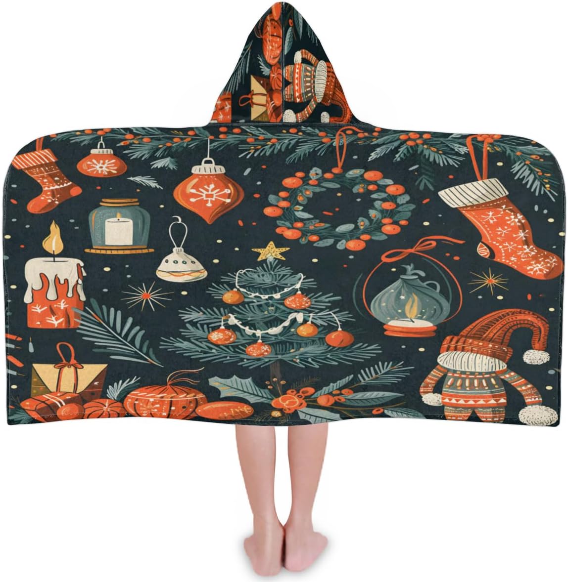 Pardick Kids Bath Towel Christmas Celebration Beach Towel with Hood Pool Cover Up for Girls Boys Soft Absorbent Hooded Bath Towel Toddler Towels for Beach, Pool