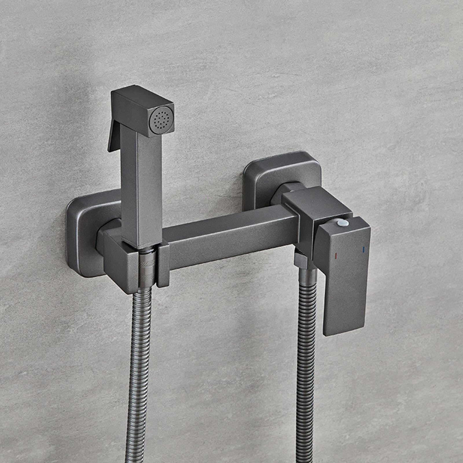 Doccetta Bidet Portatile Kit Doccetta Esterno per Wc E Bidet Acqua Calda E Fredda A Parete,Grigio