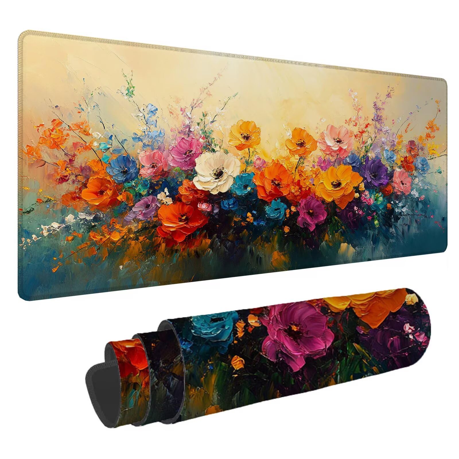 Abstrakcyjna podkładka pod mysz XXL kwiaty 1500 x 800 x 4 mm podkładka pod mysz dla graczy, podkładka pod mysz do laptopa, podkładka pod mysz i podkładka pod mysz do laptopa, podkładka pod mysz i