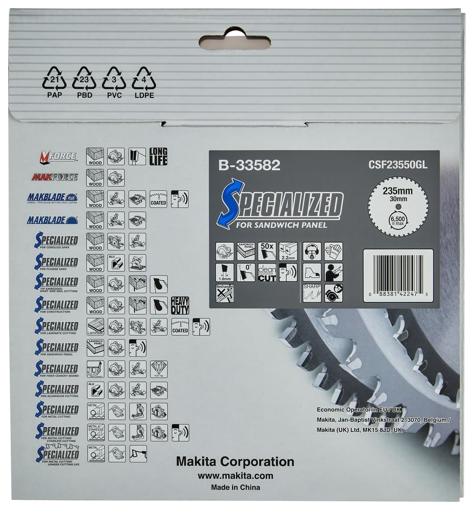 Makita B-33582 Lama Sega Circolare Specialized 235x30mm 50T Pannello