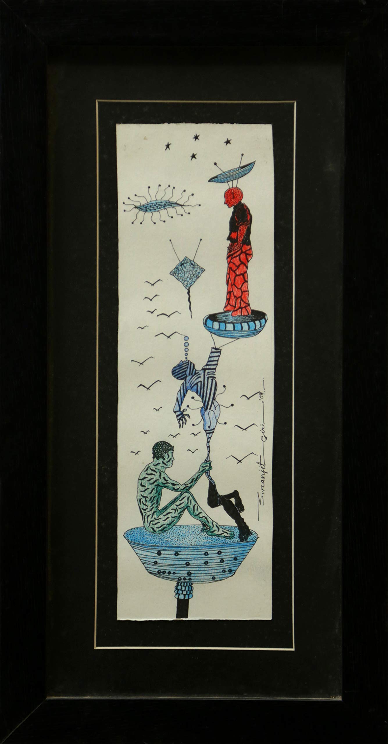 Untitled (Pen And Ink Painting By Suranjit Giri)