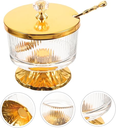 Miniatura 3 de Condimentos Contenedores de galletas Estilo europeo Hogar forjado Azucarero Aleación Crisper Café Azúcar Titular de azúcar Tarro de vidrio