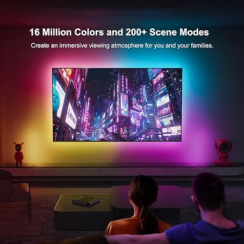 Miniatura 5 de Retroiluminación LED para TV, retroiluminación RGBIC de 16.4 pies para TV de 55 a 70 pulgadas, luz LED inteligente para TV con aplicación Bluetooth