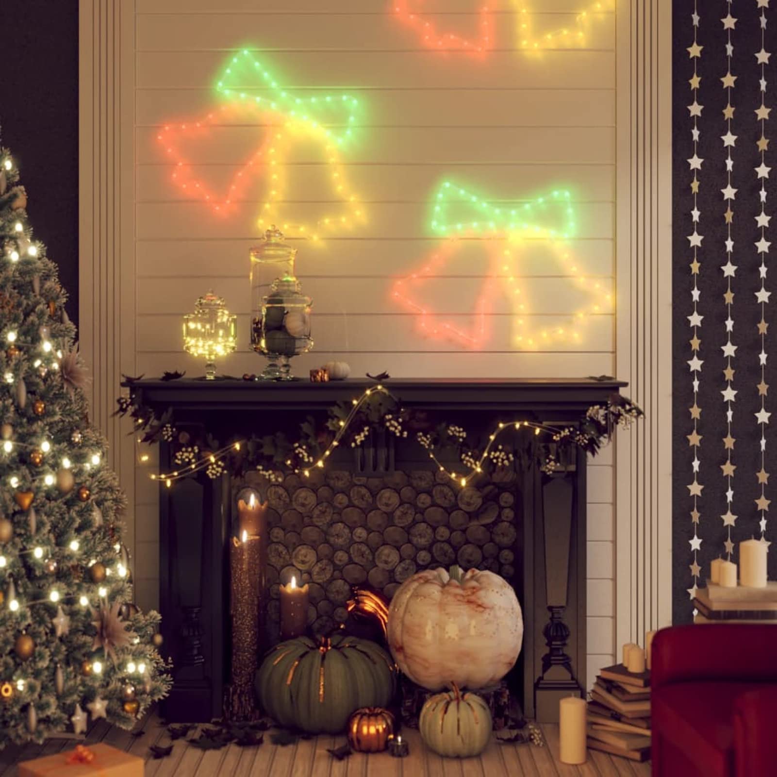 LAPOOH Silhouette Weihnachtsglocken 72, Weihnachtsbeleuchtung Draußen, Weihnachtsdekoration, Fensterdeko Weihnachten Beleuchtet, Fenster Silhouette Weihnachten,