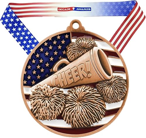Miniatura 5 de Decade Awards Medalla grabada patriótica Cheer - Medalla de espíritu de 2.75 pulgadas de ancho con estrellas y rayas de la bandera estadounidense