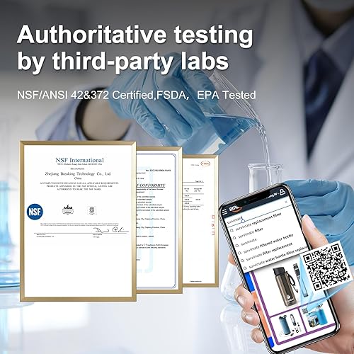 Miniatura 6 de SurviMate Botella de filtro de agua plegable de 23.7 fl oz, botella filtrada de agua exprimible, sin BPA, filtro de agua de supervivencia de