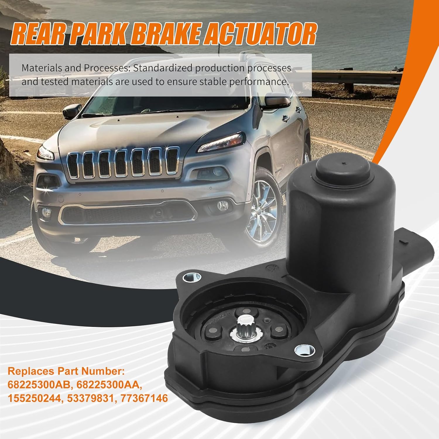 68225300AB Rear Park Brake Actuator, Replacement for Jeep Cherokee 2014-2023 Compass 2017-2019, Replacement for Chrysler 200 2015-2017, Replaces 68225300AA